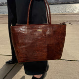 Tara Tote M Brown Croc